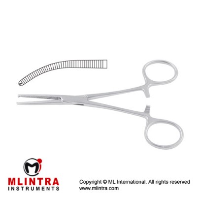 Kocher-Nippon Haemostatic Forceps Curved - 1 x 2 Teeth Stainless Steel, 16 cm - 6 1/4"